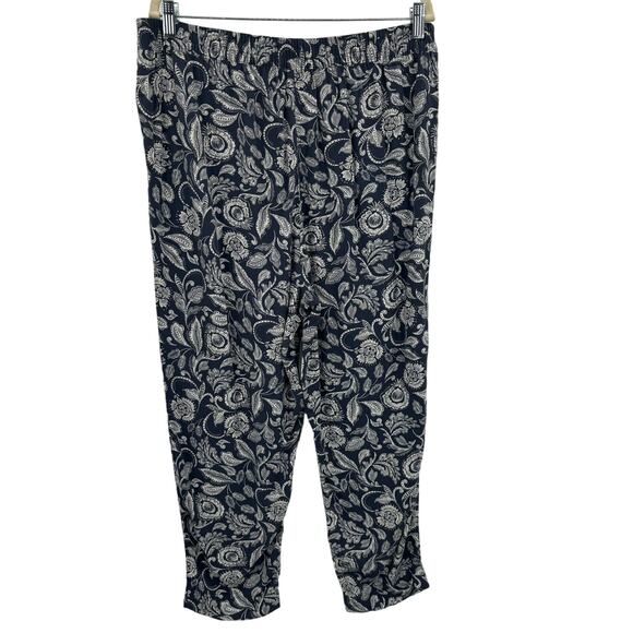 Jessica Simpson Navy Blue Floral Print Wide Leg Pants Large - Picture 2 of 13